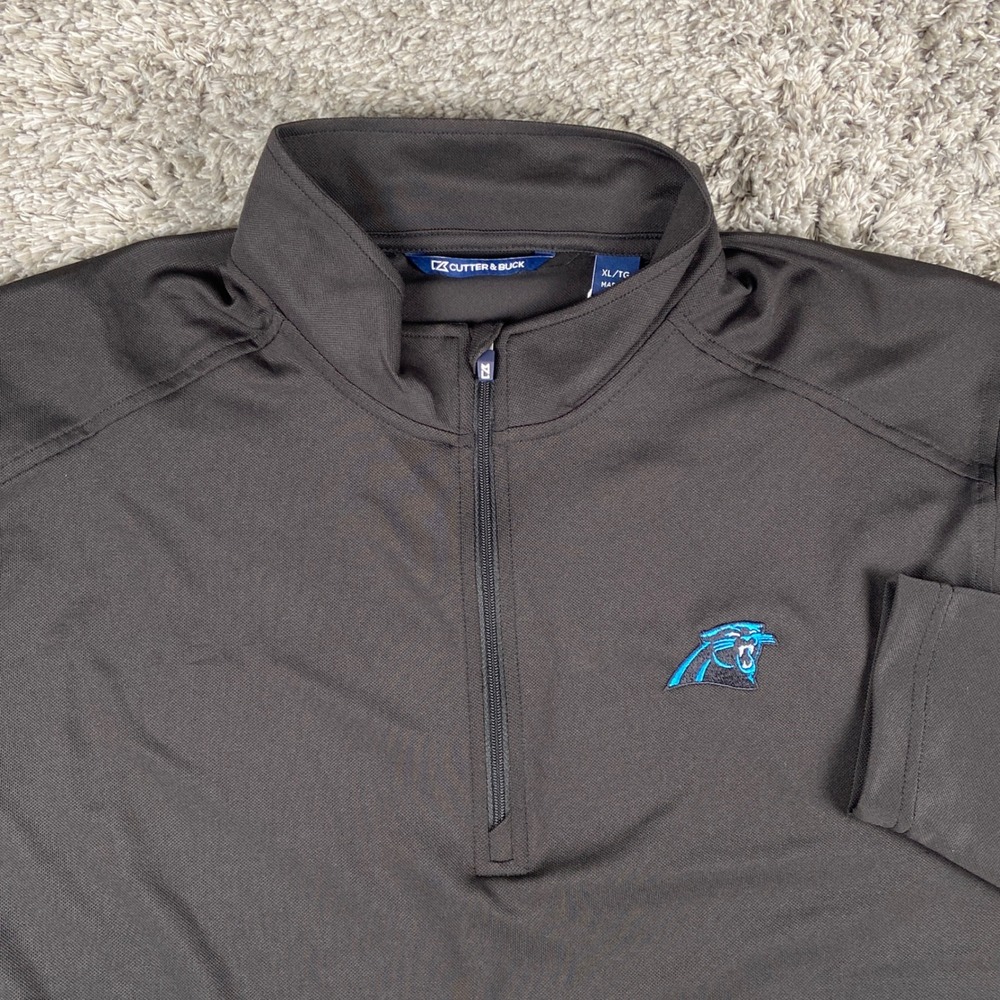 Cutter & Buck Carolina Panther Virtue Recycled Featherlight 1/4 Zip Men XL Black